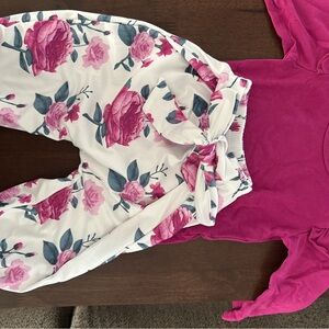 Floral Baby Outfit with Pink Top